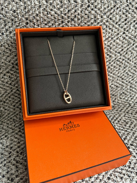 Hermes 18K 豬鼻玫瑰金頸鏈