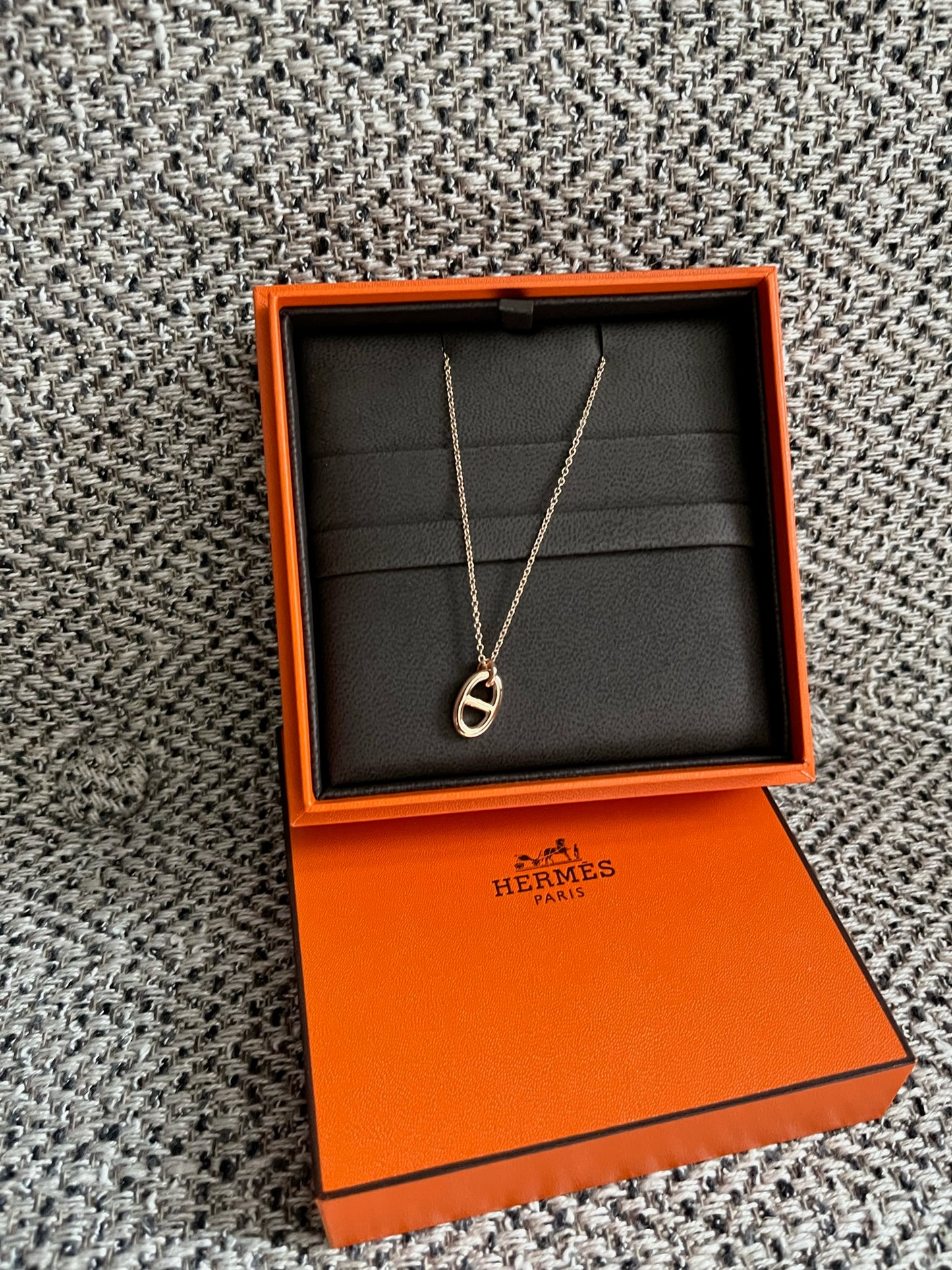 Hermes 18K 豬鼻玫瑰金頸鏈